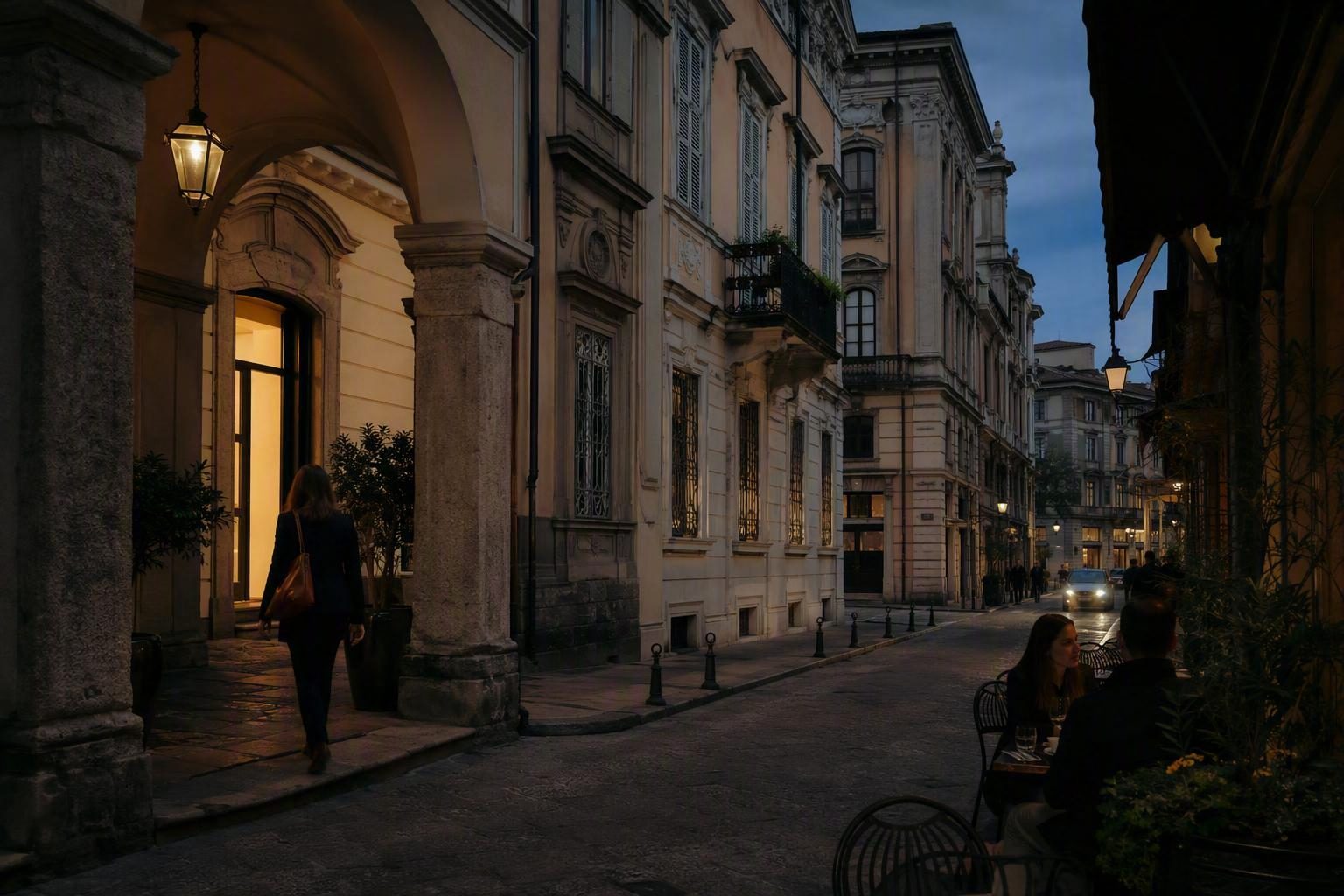 Centro storico di Alessandria al tramonto