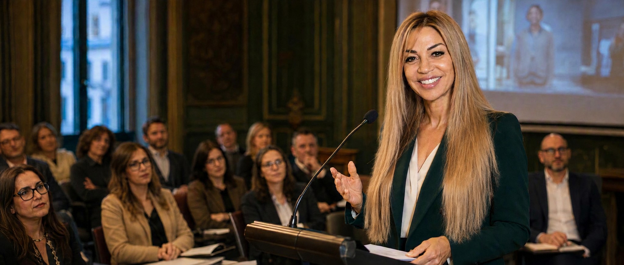 Nina Catizone interviene a un convegno per consulenti del lavoro